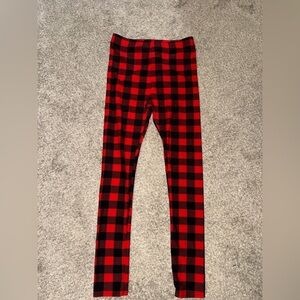 Plaid Red and Black Kids Leggings